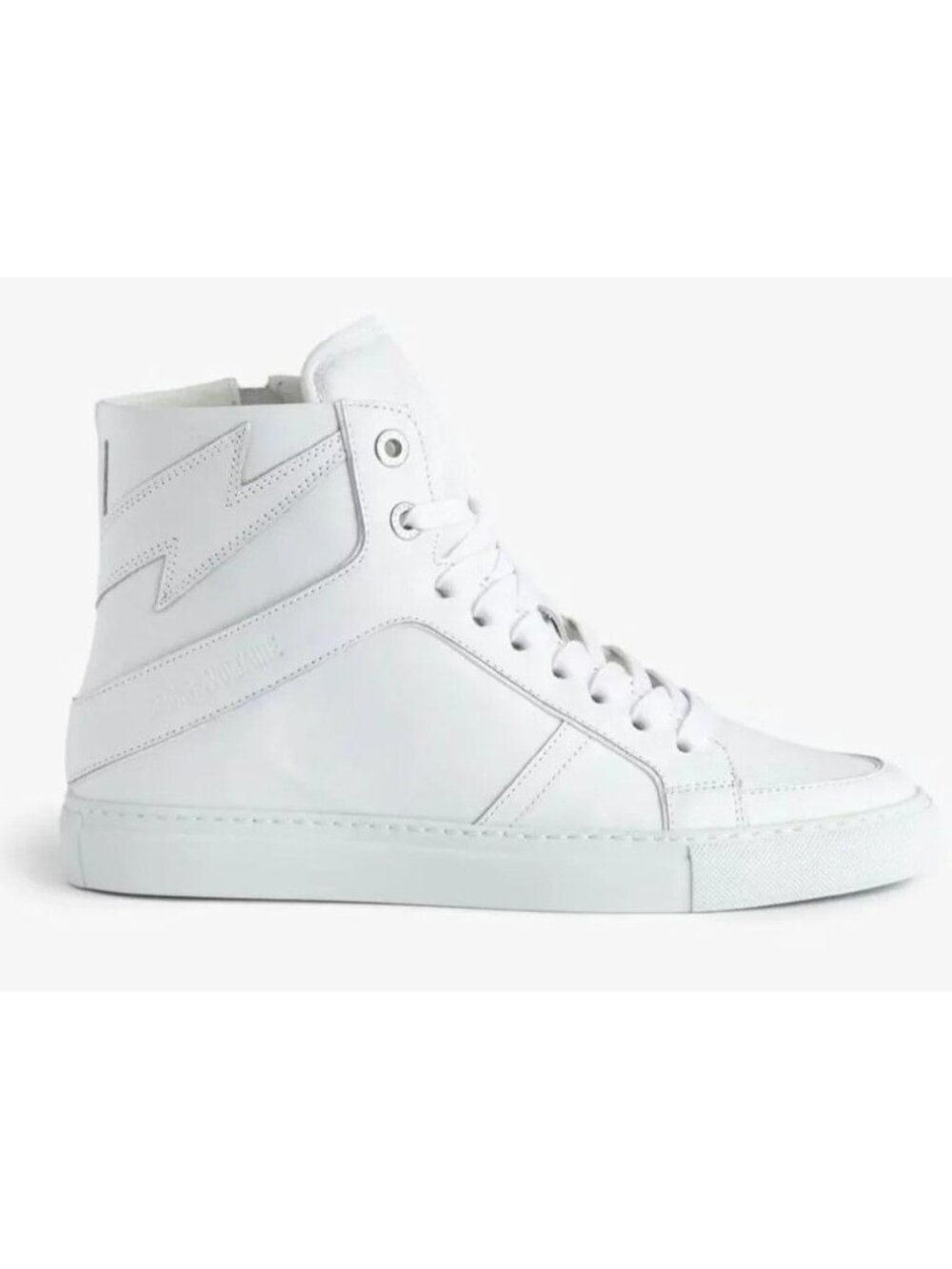 New Zadig & Voltaire ZV1747 High Top Flash Leather White Sneakers Size 39 US 9